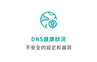 SecurityScorecard 評估面向圖示：DNS健康狀況 (不安全的設定和漏洞)。