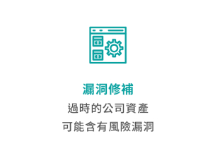 SecurityScorecard 評估面向圖示：漏洞修補 (過時的公司資產可能含有風險漏洞)。