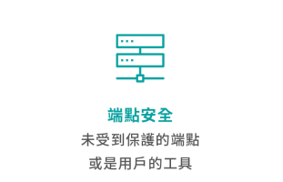 SecurityScorecard 評估面向圖示：端點安全 (未受到保護的端點或是用戶的工具)。